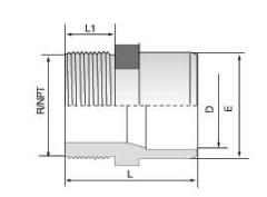 PVDF 对焊管件 外螺纹管接头 右旋螺纹/NPT螺纹