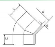 PVDF 对焊管件 45度弯头